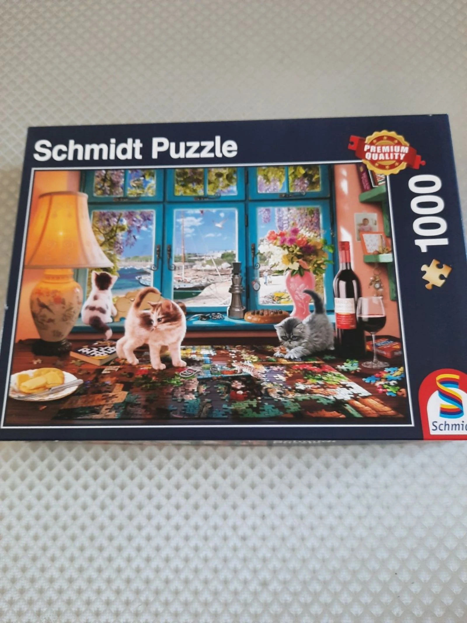 Puzzle Schmidt 1000 pièces – Chats devant la fenêtre – Complet
